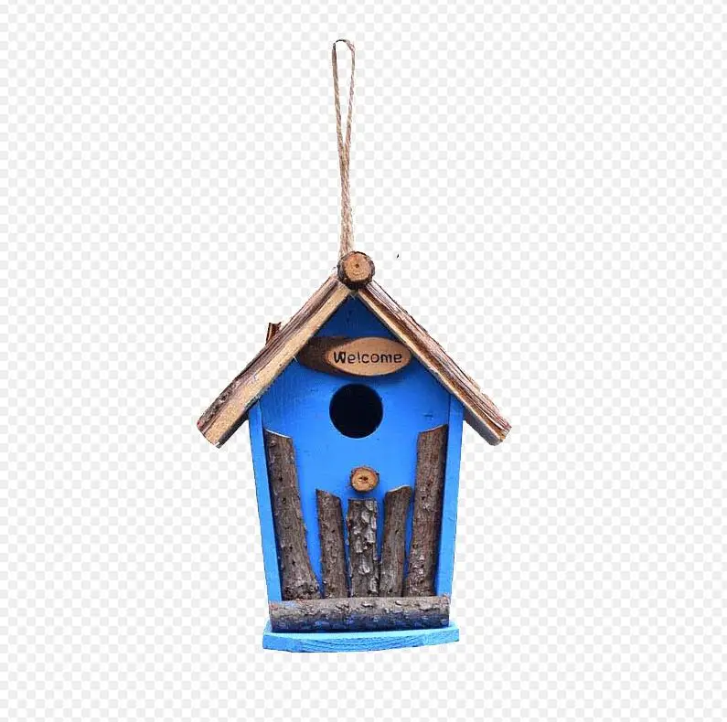 Outdoor Garden Decoration Resin Solid Wood Simulation Bird House Pendants Courtyard Villa Figurines Crafts Home Ornament Artwork