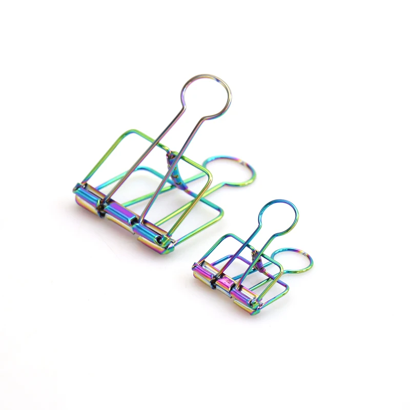 

TUTU Novelty rainbow coloful metal Solid Color Hollow Out Metal Binder Clips Notes Letter Paper Clip Office Supplies FOD H0153