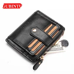 GUBINTU PU Leather Short Male Wallet Soft Card Holder Zipper Solid Coin Pocket Multifunction Wallets Fashion Brand Men Purses
