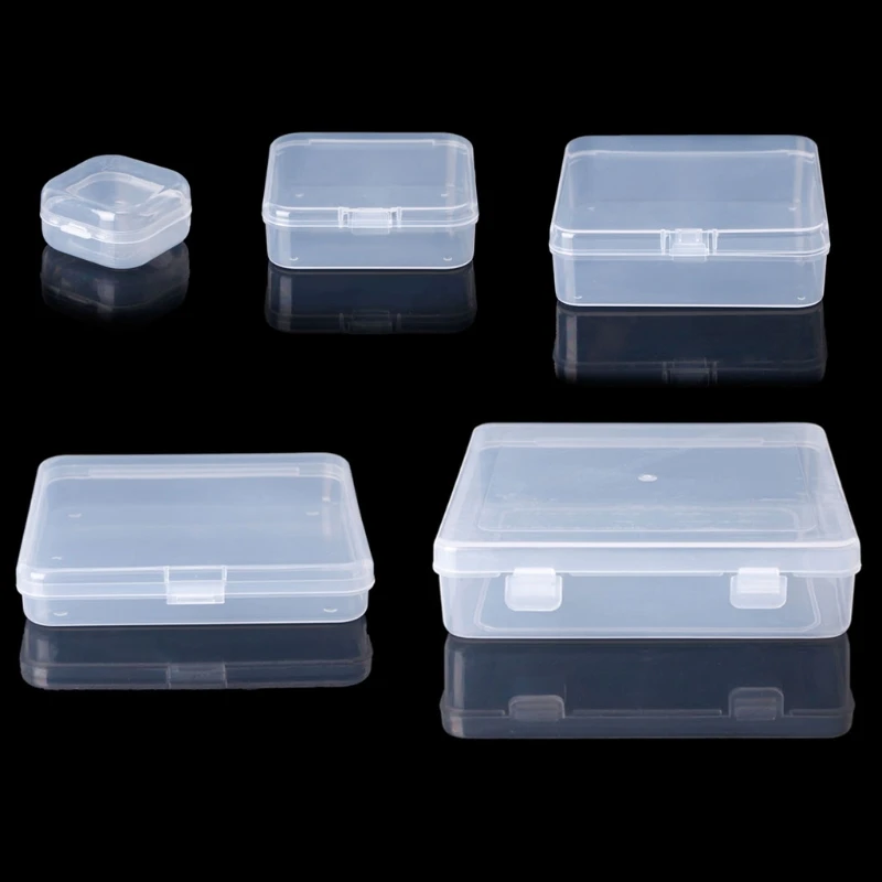 Square Transparent Plastic Jewelry Storage Boxes Beads Crafts Case Containers W215