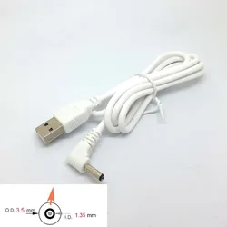 90 kąt USB do komputera męski na 5V DC 3.5mm X 1.35mm beczka złącze zasilania Adapter kablowy biały c446