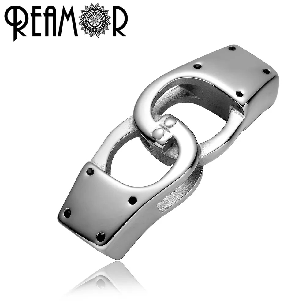

REAMOR 2pcs Stainless Steel Handcuff Connectors 12*6mm DIY Crafts Charms Fit Leather Cords Bracelet Jewelry Making Findings