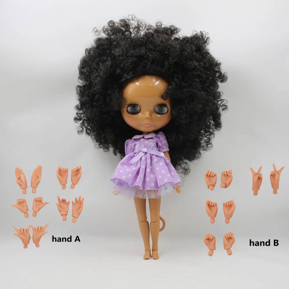 ICY DBS Blyth doll afro hair black hair dark skin joint body 1/6 bjd 30cm toy girls