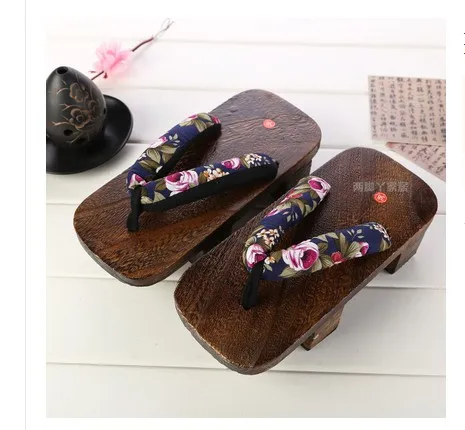 Japanischen Stil Sommer herren Clog Sandalen Schuhe Blume Zwei-zahn Gentleman Holz Hausschuhe Cosplay herren Bench Flip--flops