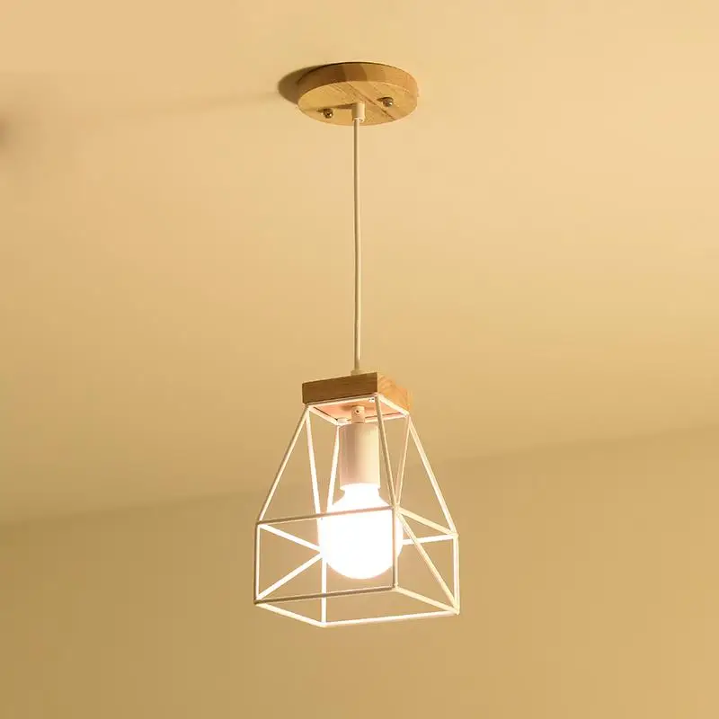 

Kitchen 1 pcs wood steel Pendant Lamps for Dining Room Bar Iron Single led Lamp American Lantern E27 Pendant Light home Lighting