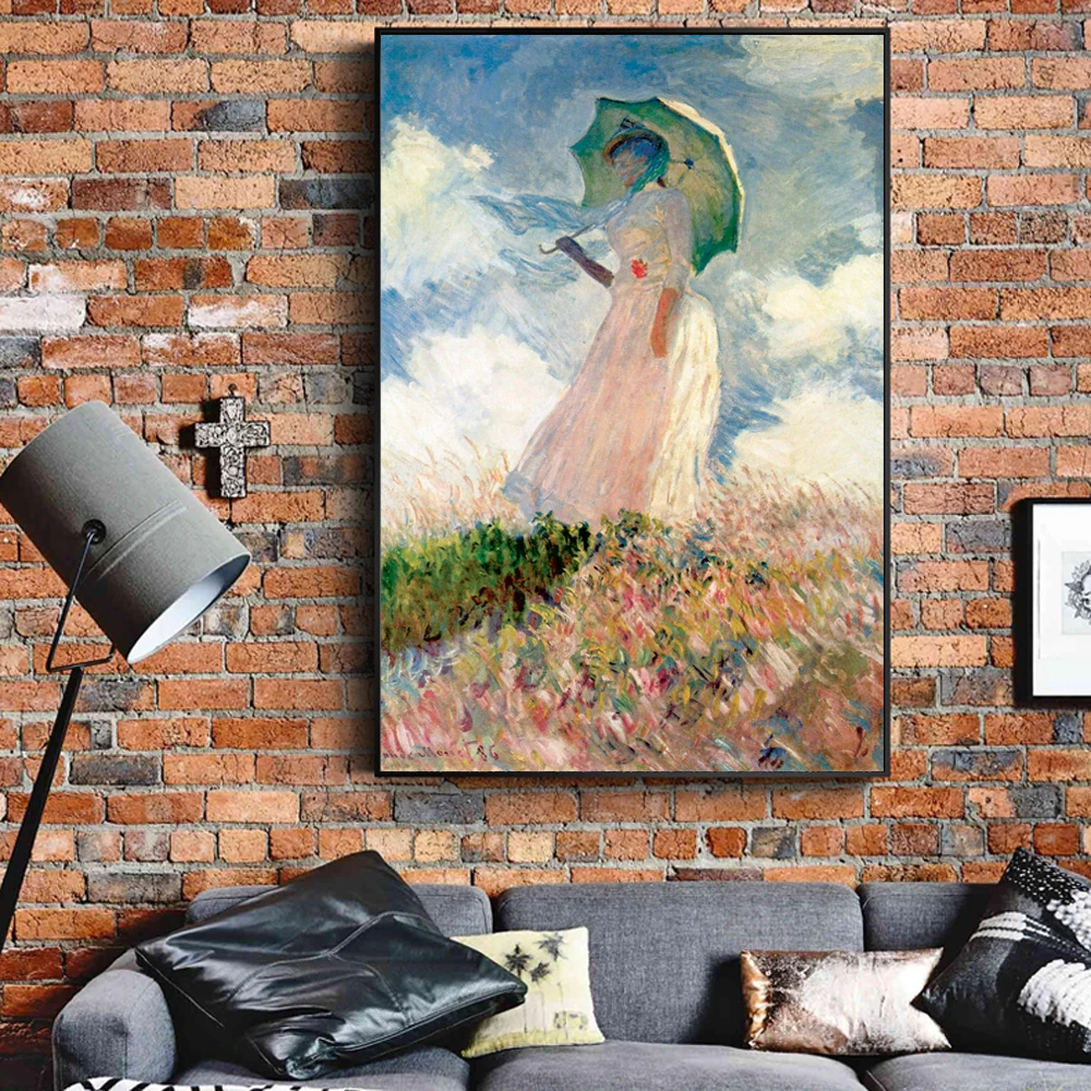 

Monet Woman With A Parasol Paintings On The Wall Impressionist Girl Wall Art Canvas Prints Cuadros Pictures For Living Room