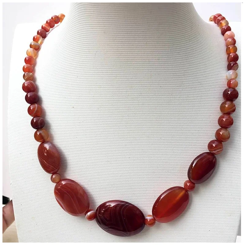 Onyx bead chain charm Fashion Jewelry Mulitcolor Carnelian Round Oval beads Woman Men Necklace 21.5 \
