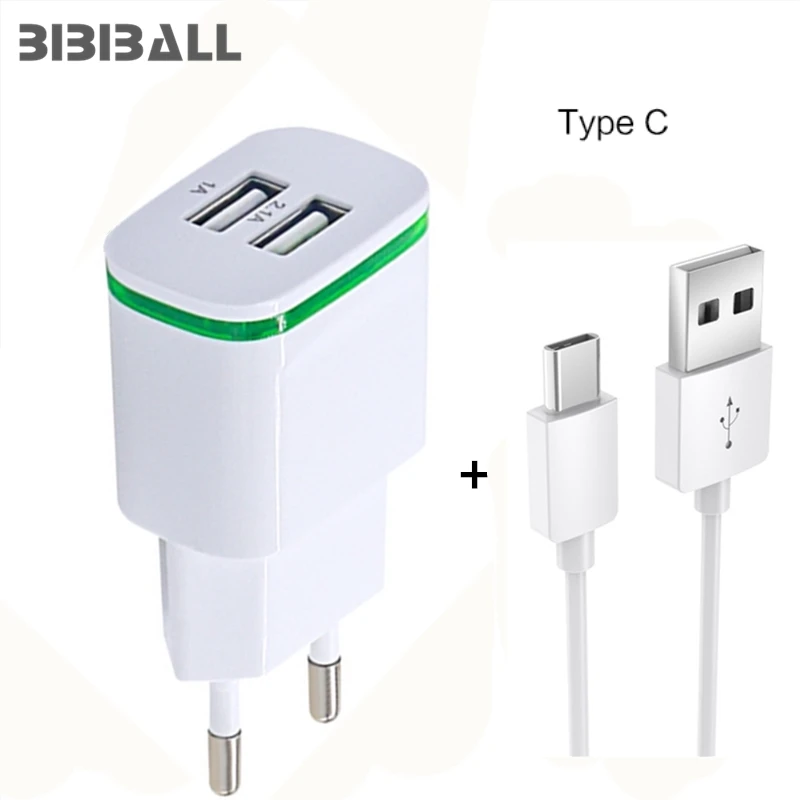 Dual USB 2A Charger & 1M Type C USB 3.1 Charging Data USB for Meizu Pro 6S / Elephone Z1 / BQ Aquaris X / X Pro Charger USB