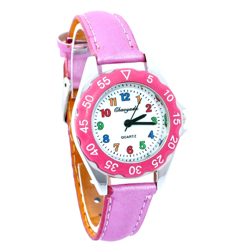 The First Watch for Kids Girls Women Leather Wristwatch Casual dress watch Fashion Children Learn Time Watch Dropshipping U48