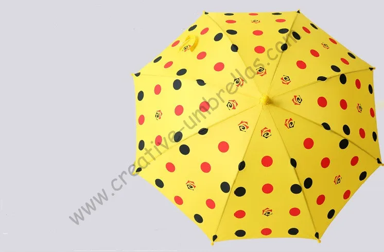 Auto open anti-thunder anti-rust  fiberglass windproof baby parasol safe&enviromental children kid dot printing umbrellas