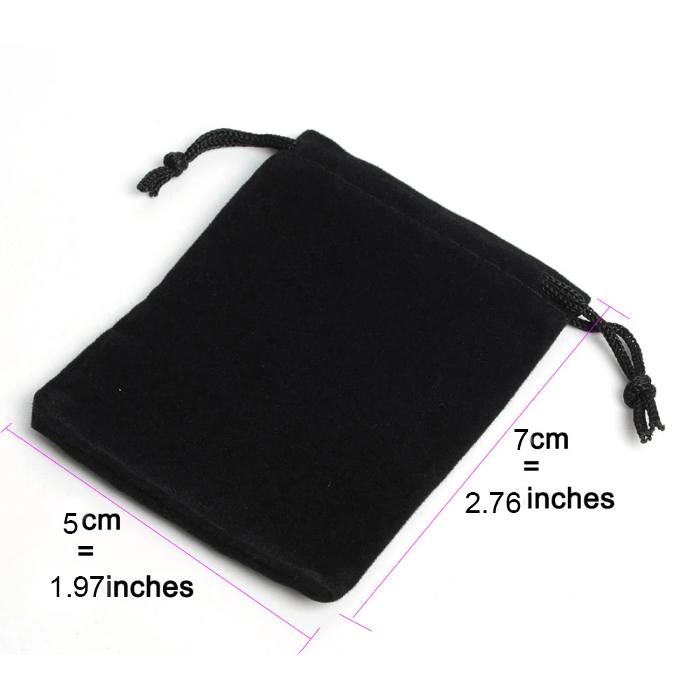 Bolsa de terciopelo negro con cordón para joyería, embalaje de regalo de terciopelo para boda, fiesta de cumpleaños, 5x7cm, 100 unidades por lote, novedad