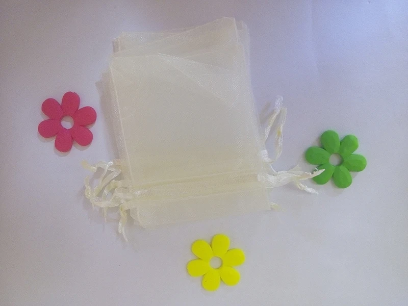 17*23 2000pcs Organza Bag Beige Drawstring bag jewelry packaging bags for tea/gift/food/candy small transparent pouch Yarn bag