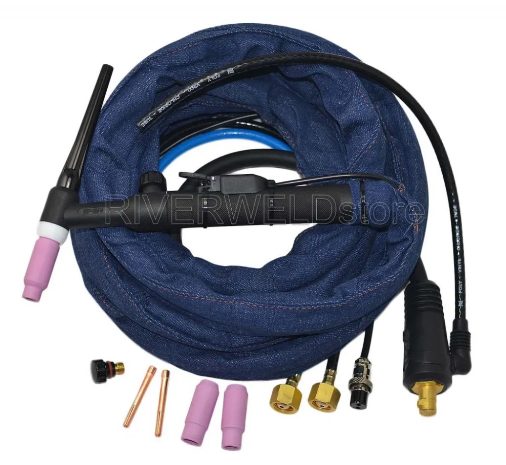 

WP-18FV-12 TIG Welding Torch Complete Water Cooled 350Amp Flexible & Gas Valve TIG Head Body