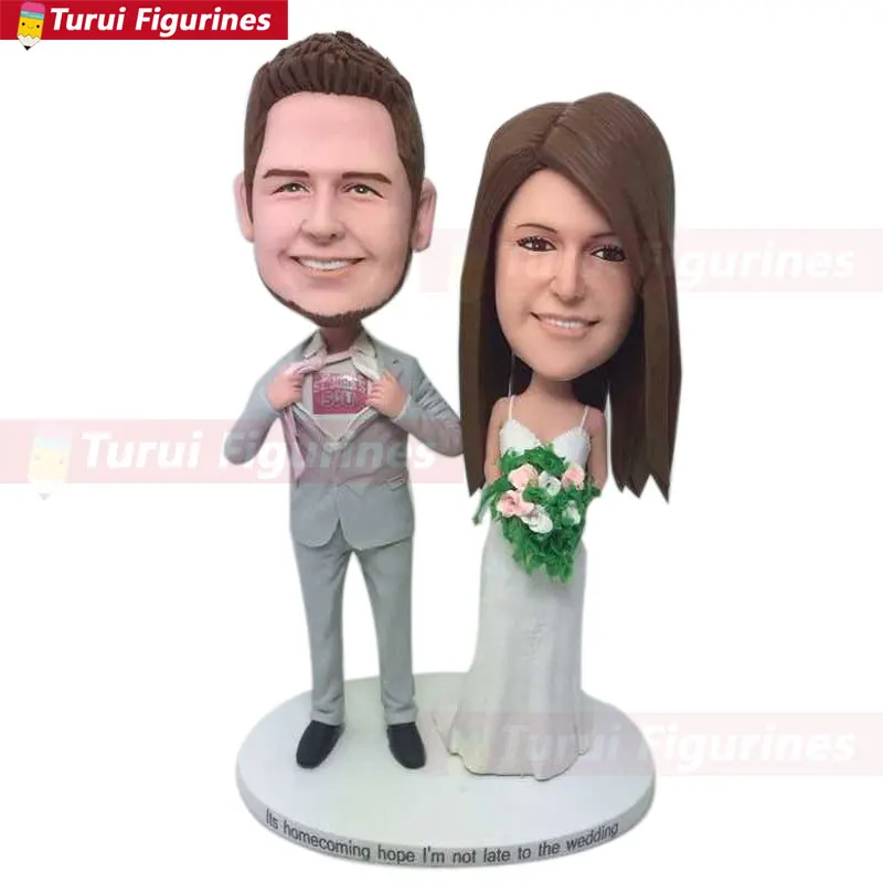 

Custom Bobble Head Personalized Wedding Cake Topper Clay Figurines Based on Customers' Photo Wedding Topper Wedding Gifts Weddin