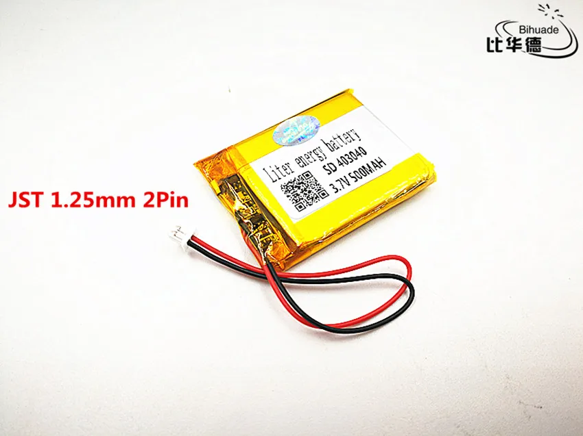 5pcs JST 1.25mm customized Good Qulity 3.7V,500mAH,403040 Polymer lithium ion / Li-ion battery for TOY,POWER BANK,GPS,mp3,mp4