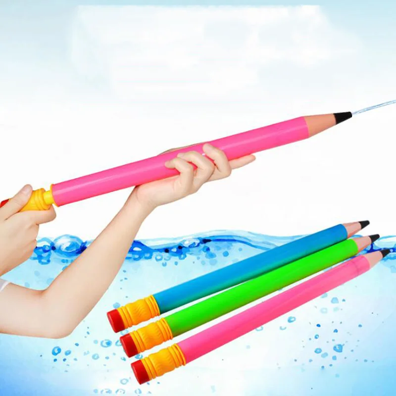 44CM Summer Swimming Plastic Pencil Pull Pull Water Gun Children Pistol Beach Outdoor Shooting Toys Children Spray Water Toys