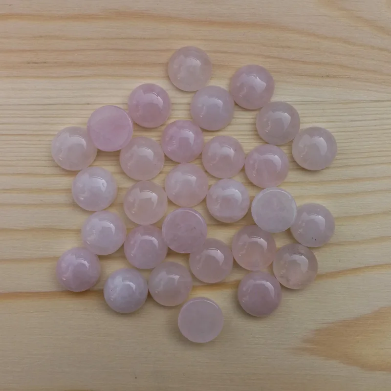 

Fashion 50pcs Quartz Rose natural stone Cabochon bead no hole 6 8 10 12 14 16 18 20 MM Single arc jewelry charm Ring accsories