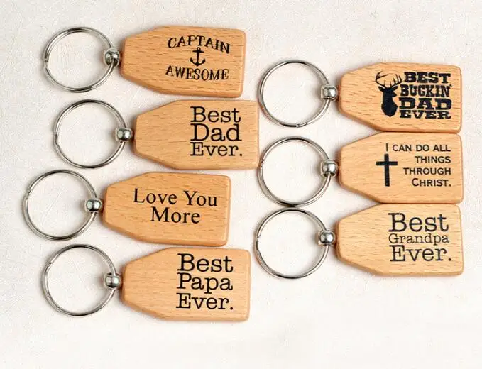 EUBfree 30pcs Wooden Keychain Best Papa Best Dad Best Grandpa Love you Ever wood Keychain Keyrings Ring Holder Family Member