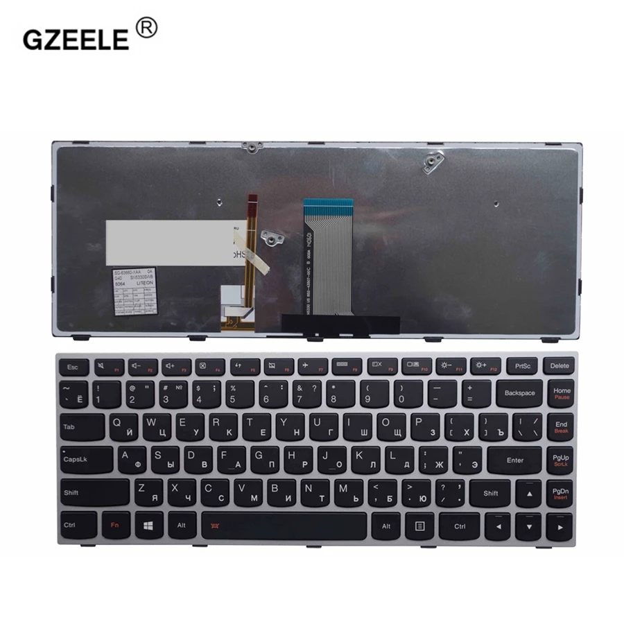 GZEELE Russian Keyboard FOR LENOVO B40 B40-30 B40-45 B40-70 B40-80U Z40 Z40-70 Z40-75 laptop keyboard Backlight SILVER RU layou