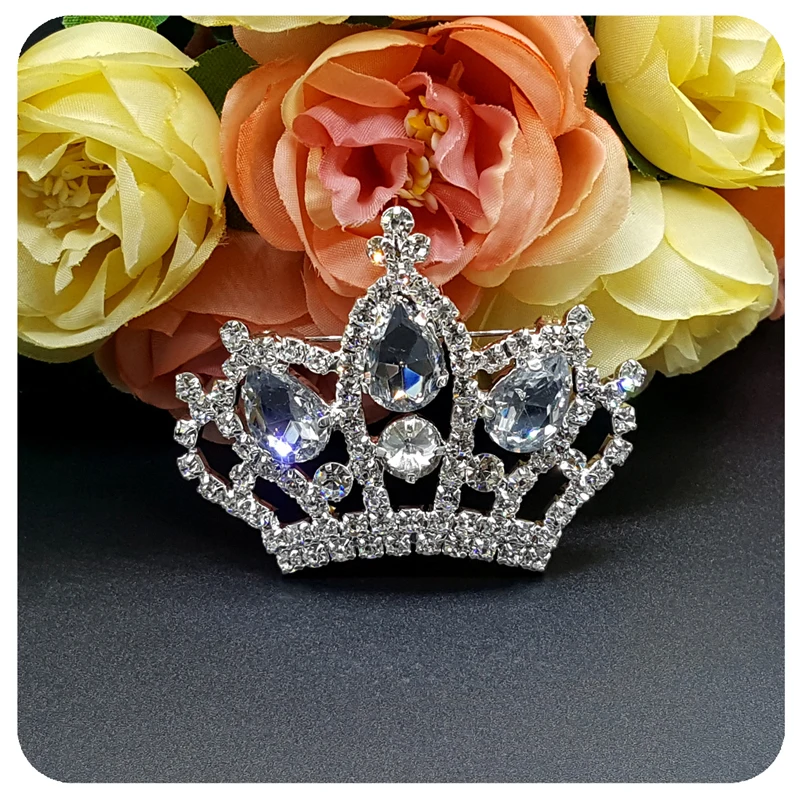 Rhinestone Crown Brooch Pin for Elegant Lady Decorative Garment Accessories