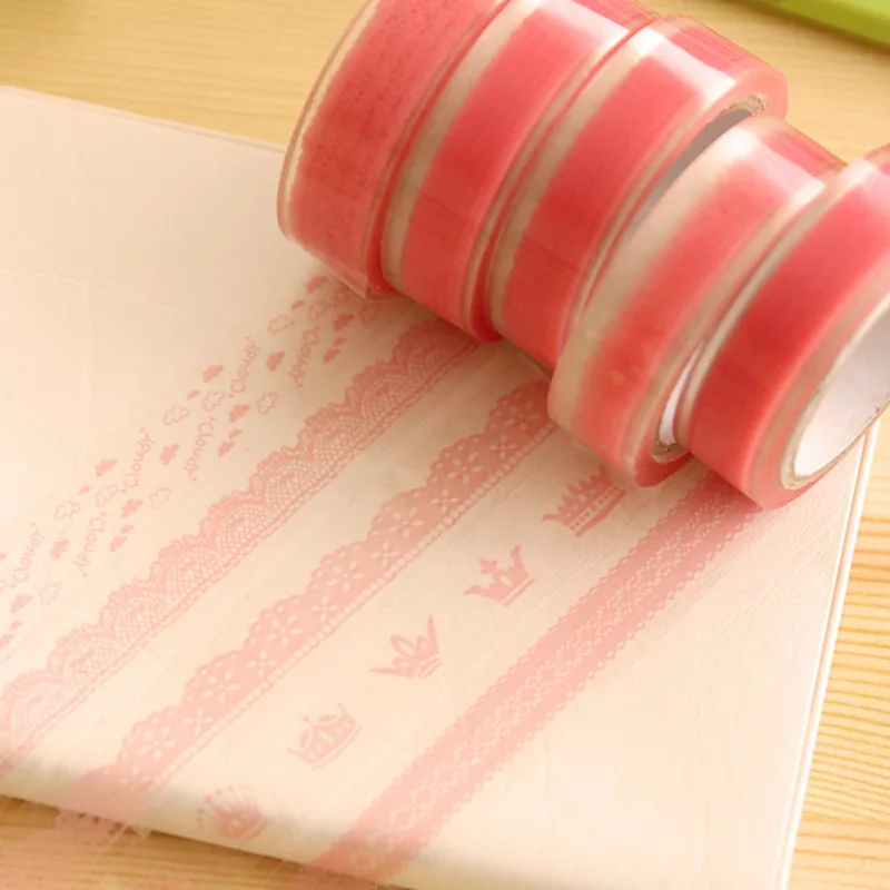 

10 pcs Transparent Decoration Diy Lace Tape 10m Korean Gift Album Lace Pvc Decorative Washi Tape School Tools Papel Scrapbooking