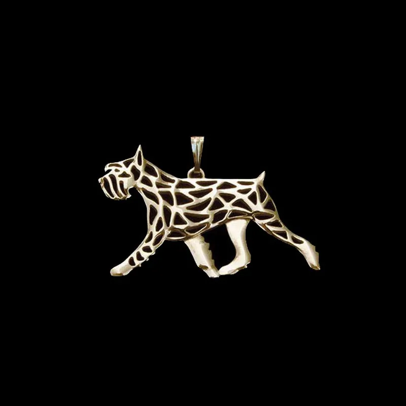 Women Hollow Pet Dog Pendants Alloy Standard Schnauzer Movement Pendants