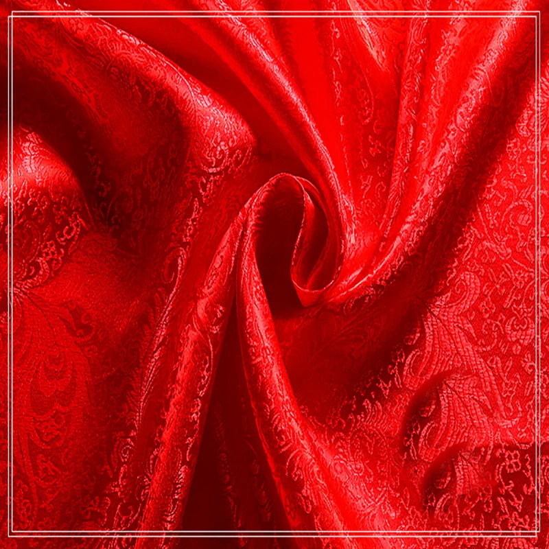 90x100cm Red Pteris peony style jacquard tapestry satin jacquard fabric Cloth bedding patchwork tissue home Textile Sewing