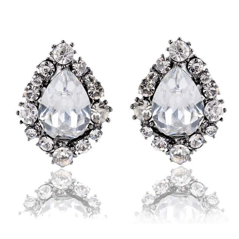 LUBOV Transparent Crystal Stone Drop Earrings Rhinestone Decoration Clear Opal Stone Dangle Earrings Trendy Women Party Jewelry