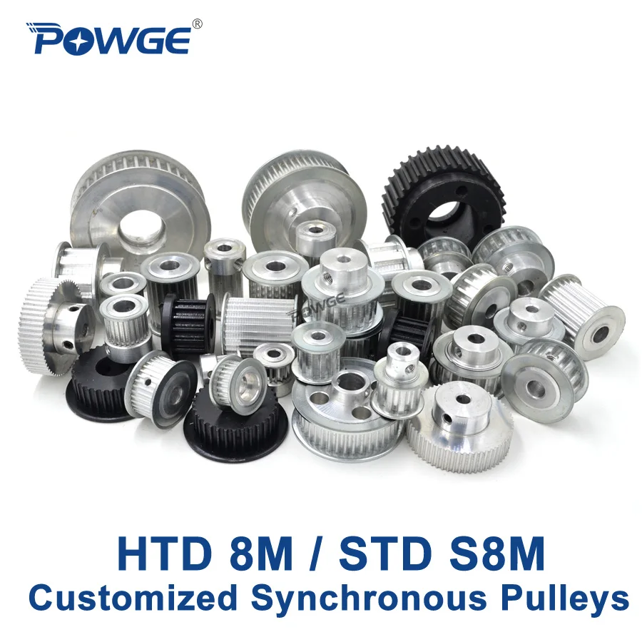 

POWGE Arc Teeth HTD 8M STD S8M Synchronous pulley pitch 8mm wheel Gear Manufacture Customizing all kinds of 8M S8M Timing pulley