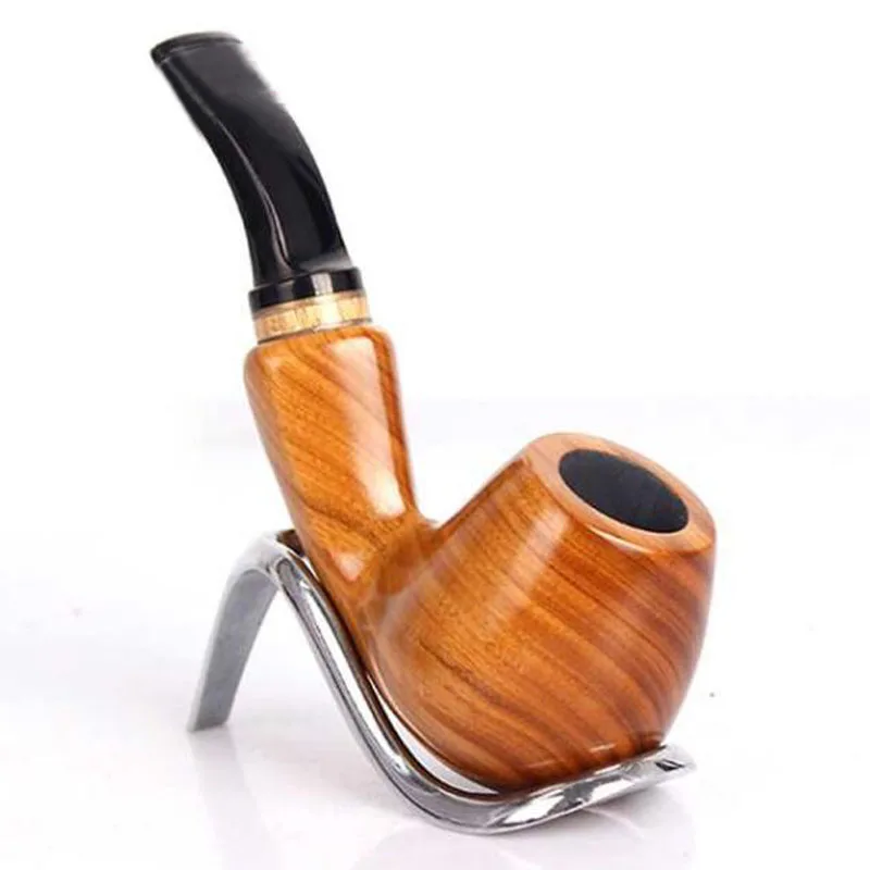 Ebenholz Langlebig WoodenMen Rauchen Rohr Mode Klassische Natur Gebogen Holz Rohre Zubehör Set 9mm Filter Mühle Tools