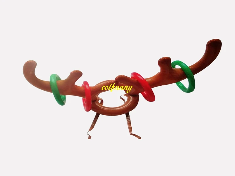 

200pcs/lot Hot Sale Children Kids Christmas Inflatable Santa Funny Reindeer Antler Hat Ring Toss Christmas Party Supplies Toys