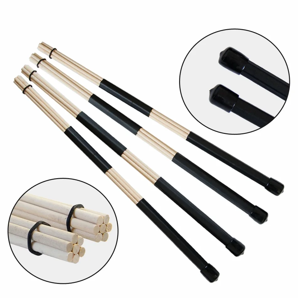 

Pair of Jazz Drum Brushes Black Rubber Handle with White Nylon Drum Brush