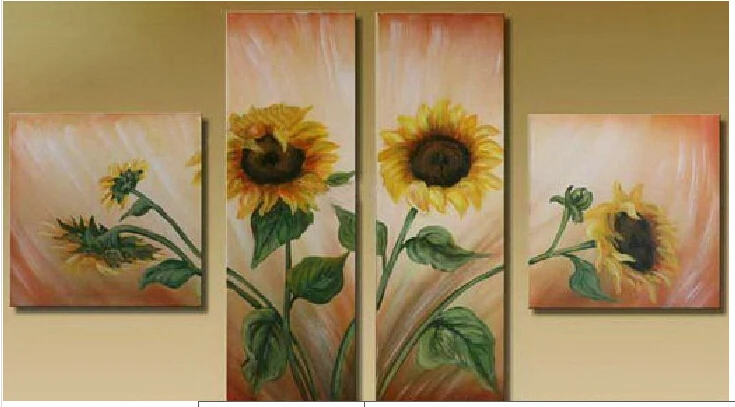 

Hand-painted Wall Art Abstract Landscape Sunflower Oil Painting Pictures On Canvas Group Of Pictures For Living Room Decor