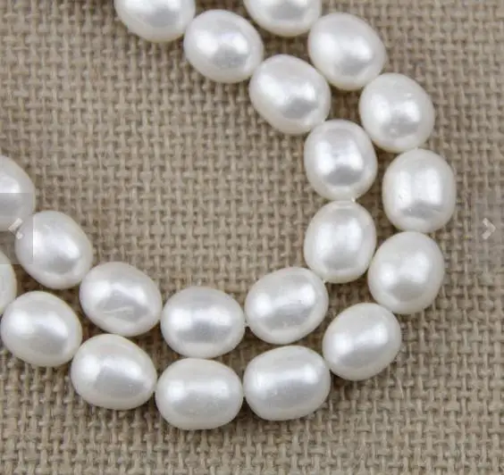 

Unique Pearls jewellery Store 11-12mm Oval Genuine Freshwater Pearl Loose Beads One Full String DIY Jewelry Material LS023