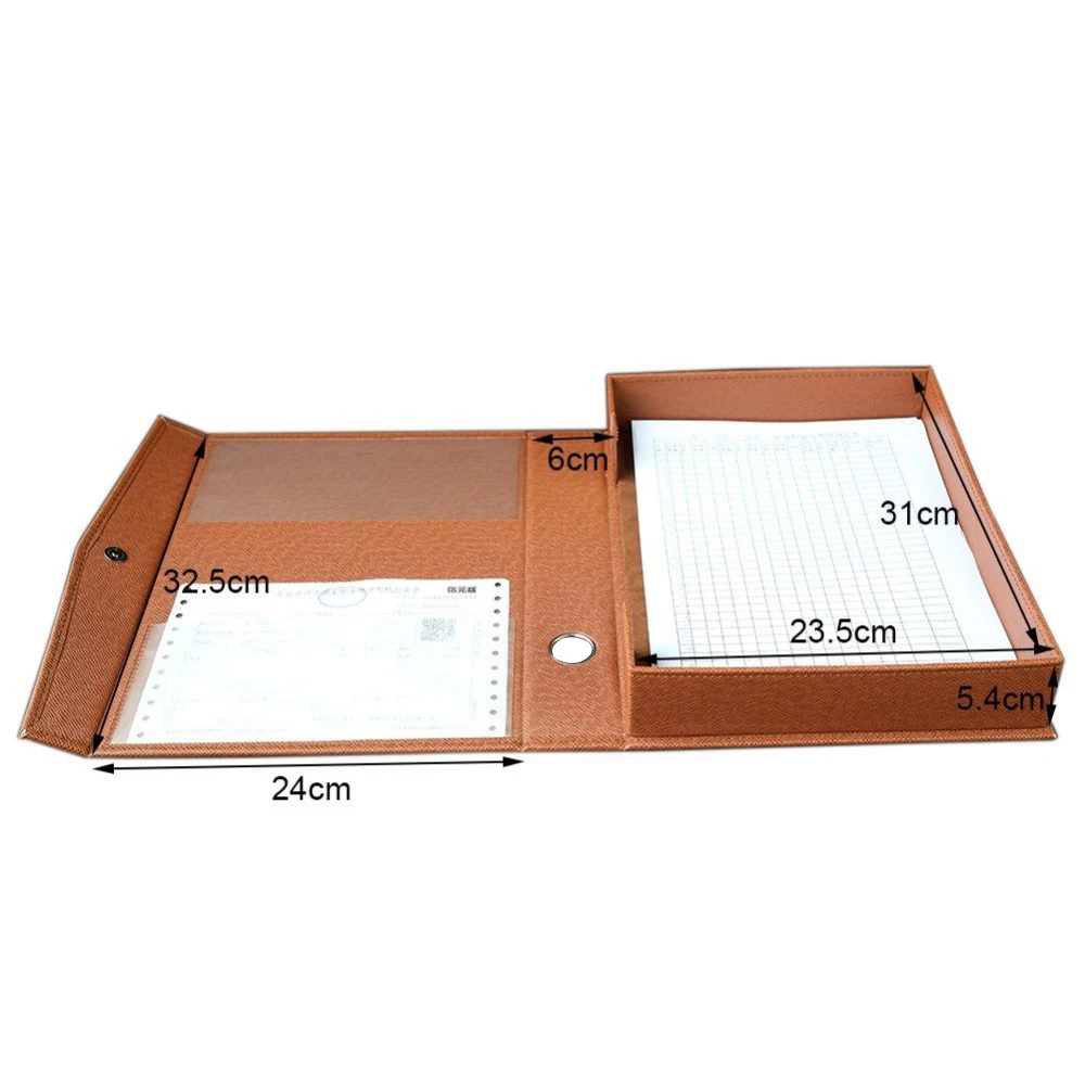 A4 PU Leather File Rack Holder Document Tray Paper Storage Box Clip Holder Office Gift File Desk Organizer