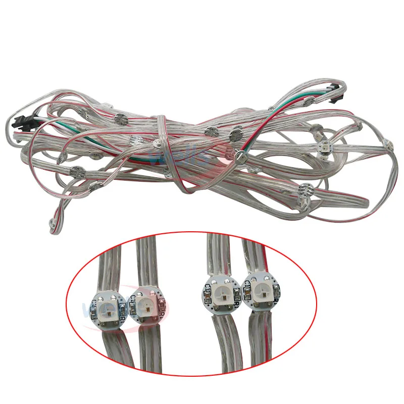 DC5V 50~1000pcs Pre-soldered WS2812B LED Heatsink 5050 RGB WS2811 IC Built-in with 10cm Wire,Addressable Idividual LED Module