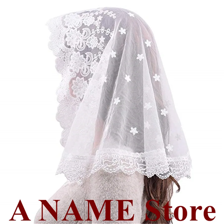 ISHSY Women Short Black Mantilla Veil for Church Vintage Catholic Veil Head Covering Scarf Latin Mass Velo Negra Voile Mantille