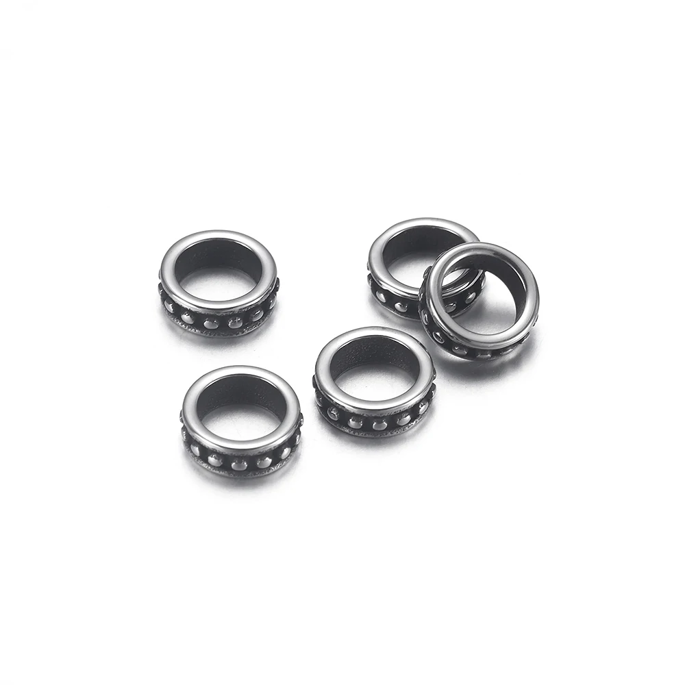 Stainless Steel Dot Ring Bead 6mm Large Hole Spacer for Jewelry Bracelet Making Metal Beads DIY Supplies Parts