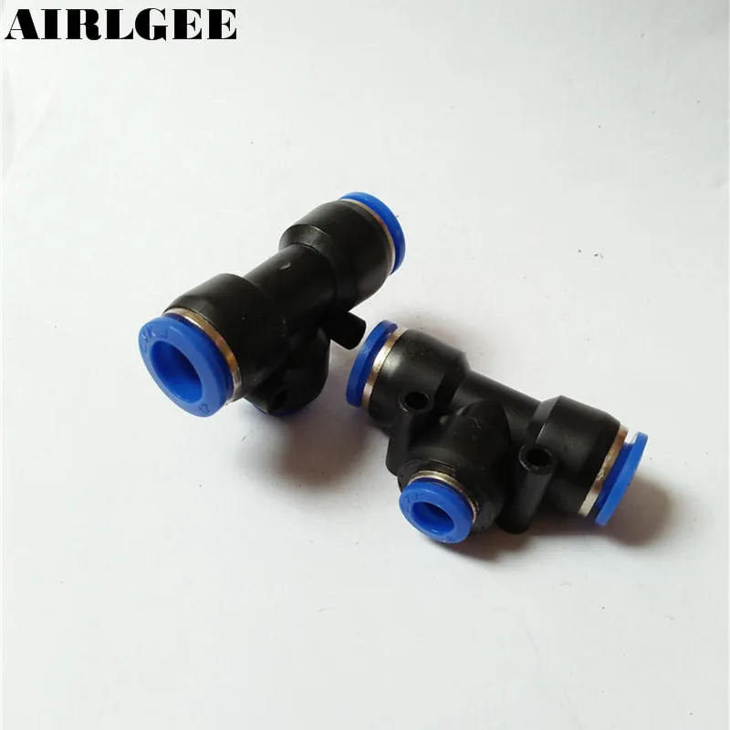 

2PCS Pneumatic 12mm to 8mm One Touch Connector Tee Shaped Quick Fitting PEG12-8 Black Blue