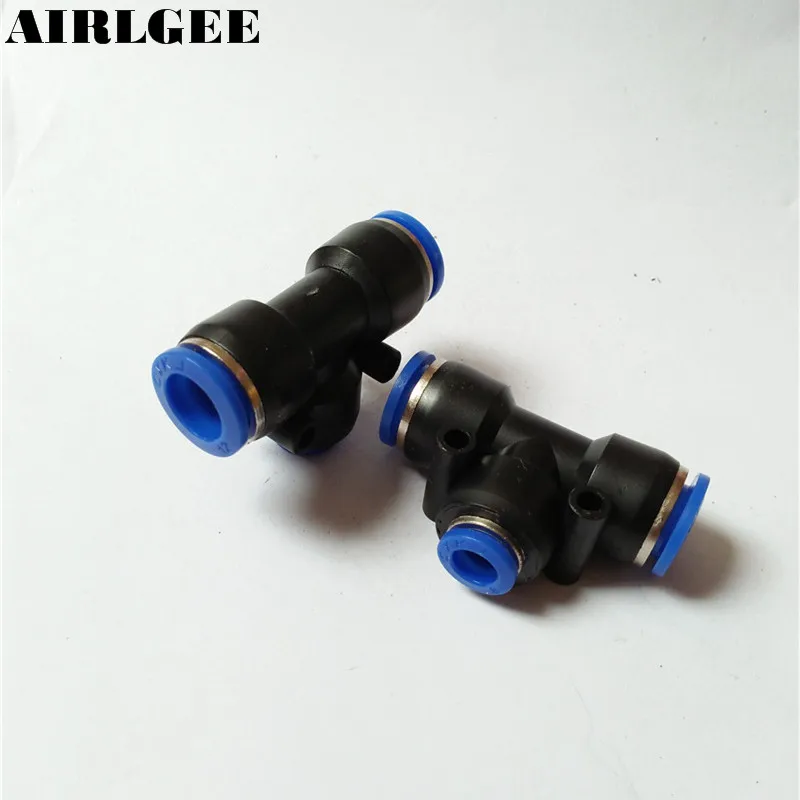 2PCS Pneumatic 12mm to 8mm One Touch Connector Tee Shaped Quick Fitting PEG12-8  Black Blue