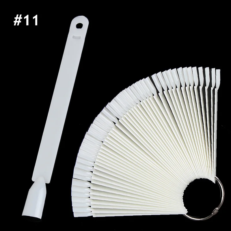 1Set False Nail Tips Nature Clear Black Fan Finger Full Card Nail Art Display Practice Acrylic UV Gel Polish Tool