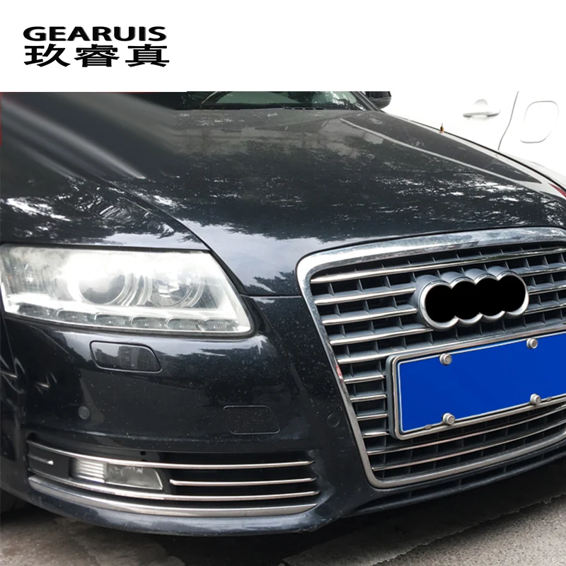 Car styling front fog lamps cover grille slats car fog lights covers Sticker decoration strips For Audi A6 C6 auto Accessories