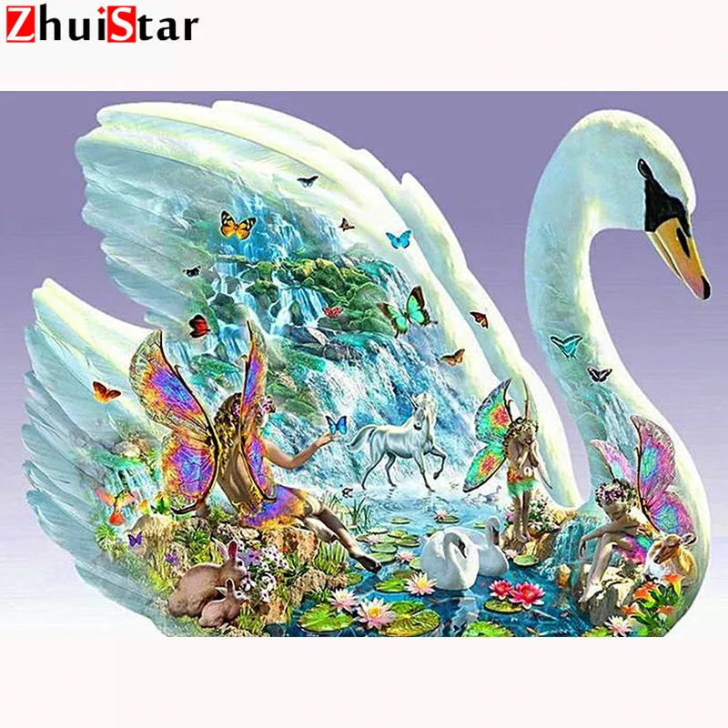 

Diamond Painting Swan Cross Stitch Diamond Painting Mosaic Diy Diamond Embroidery Decoration Home Patterns Rhinestones Arts XY1