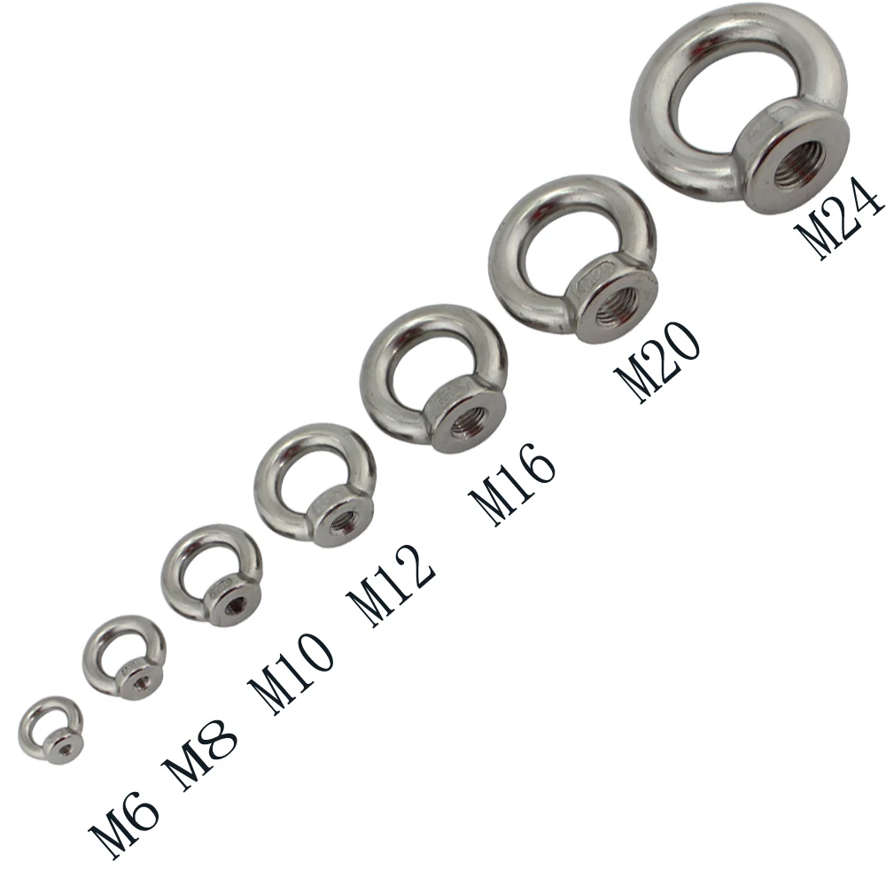 

Stainless Marine Heavy Duty Lifting Eye Nut Marine Lifting DIN582 Eye Ring Nut Screw Loop Hole for Wire Rope Cable 5pcs M8