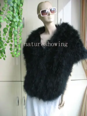 170CM*45CM Genuine Real ostrich feather fur Scarf cape  /BLACK2#