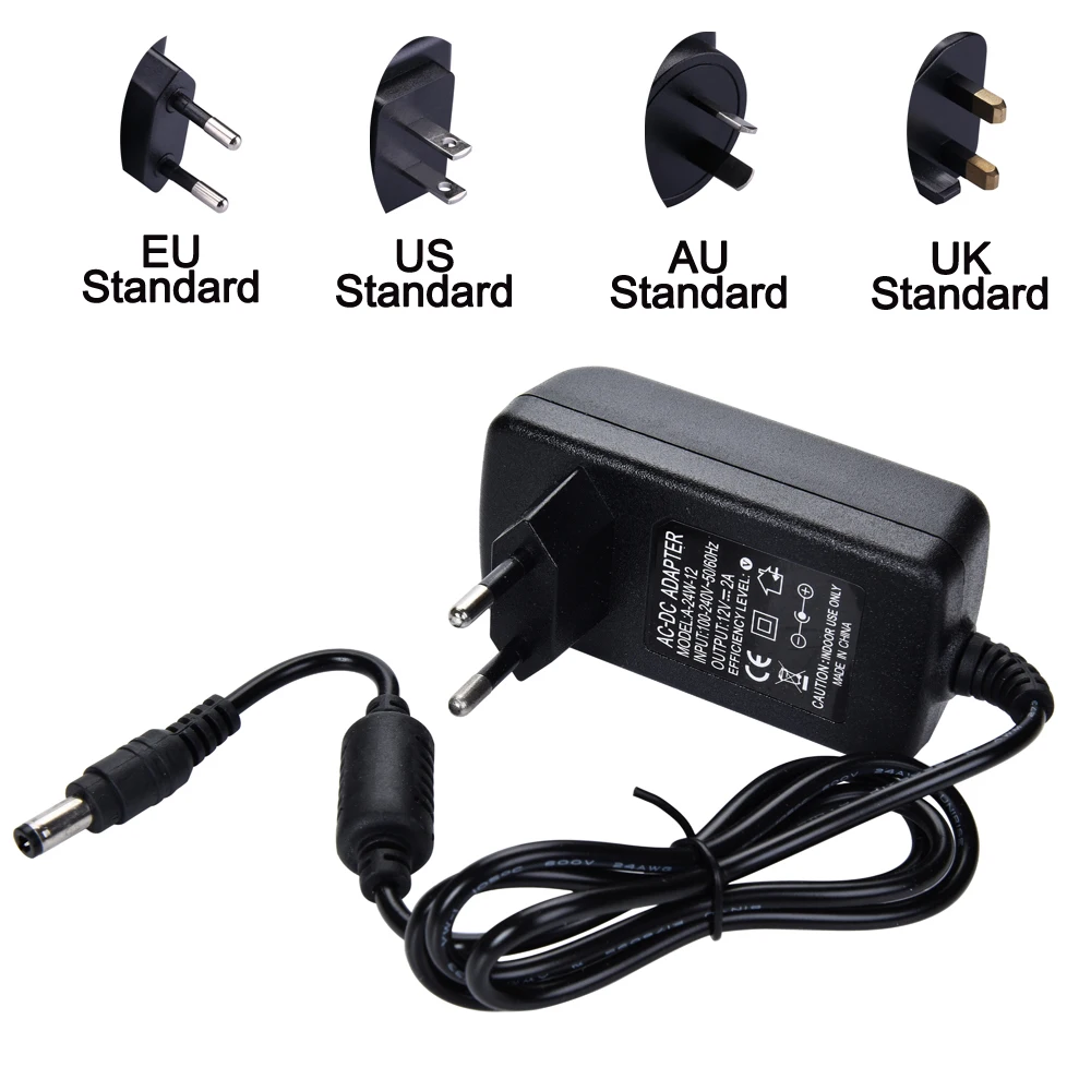 Hamrolte Converter Adapter AC100-240V to DC 12V 2A Power Supply Adapter For Security Camera System EU /US /UA/UK Plug Optional