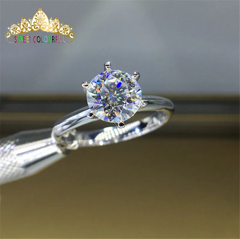 

Wedding 100% Moissanite Diamond Ring Genuine 18K 750 White Gold D color VVS MO-0011