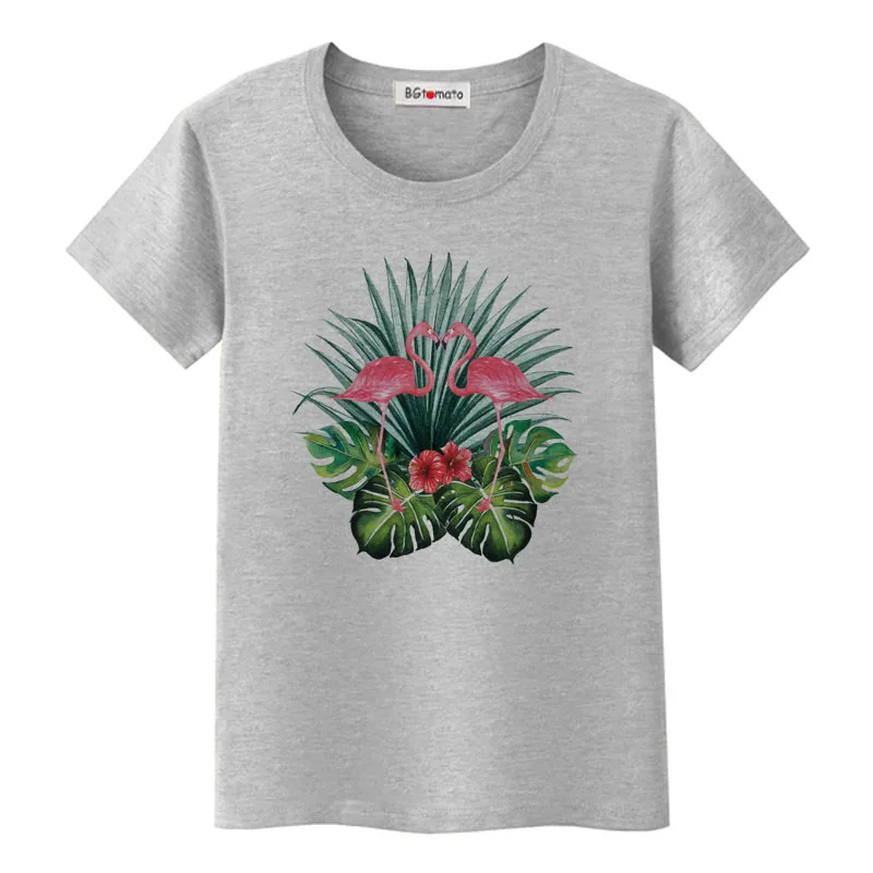 BGtomato elegant Flamingo tshirt beautiful birds casual tops hot sale funny t-shirt women colorful printing shirt