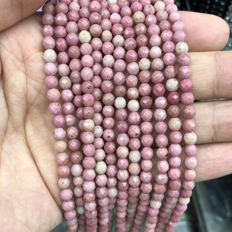 Natural Rhodonite Faceted Beads,Facted Stone Beads 4mm 6mm 8mm 10mm 12mm Gem Stone Jewelry beads,1of 15