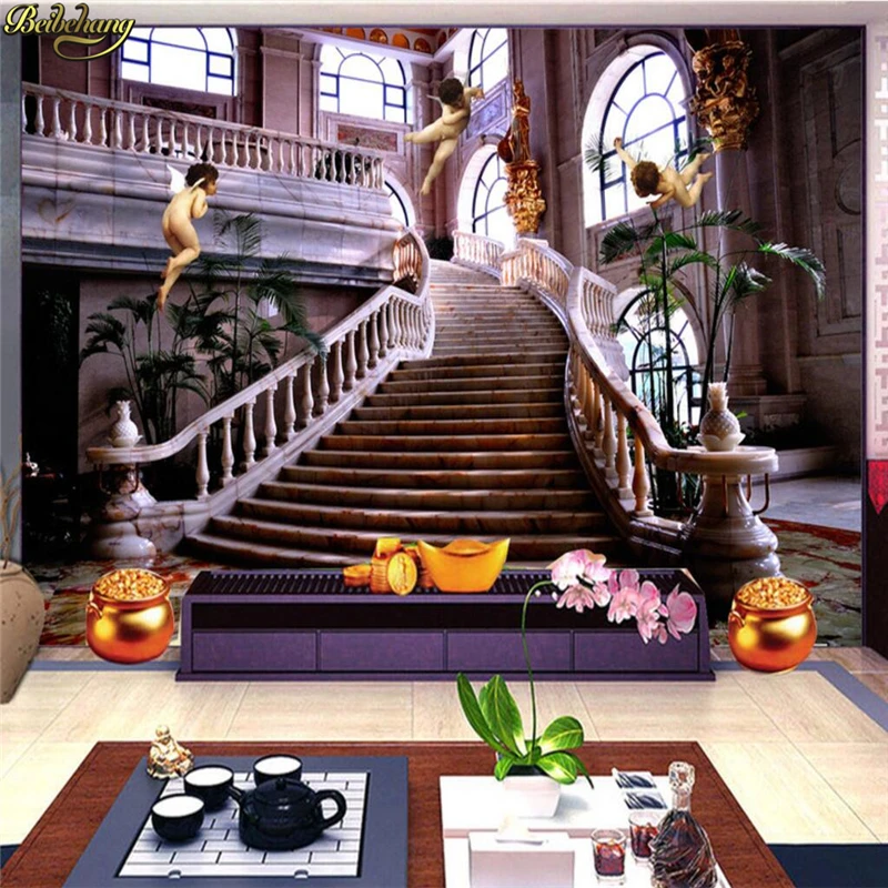 beibehang Living room entrance mural wallpaper wedding photography background painting background palace stairsl photo wallpaper